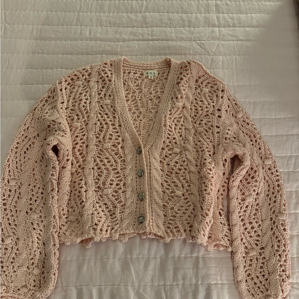 Pink Crochet Cardigan